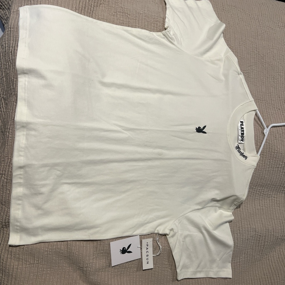 PLAYBOY Cream Short Sleeve Tee